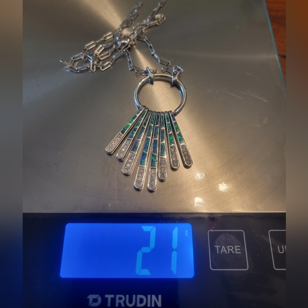 Stylish Sterling Silver And Fire Opal Necklace - image 5